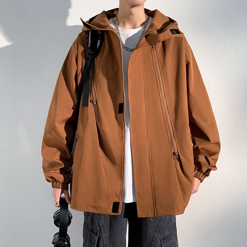 Jacket Men's Spring and Autumn New Hong Kong Style Large Size Hooded Jacket Long-sleeved Casual Loose Versatile Top