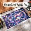 Unicorn Theme Crystal Velvet Floor Rug Personalized Custom Name Text Warm Carpet Home Decoration