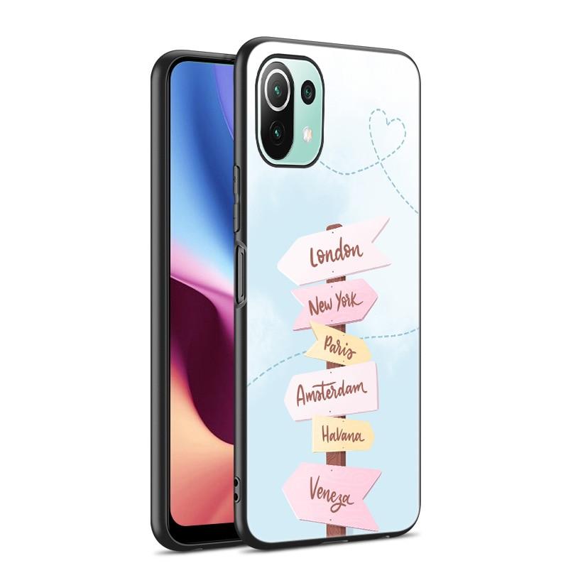 Забавный чехол для телефона с картой путешествий для Xiaomi Mi 11 Lite NE 11i 10T 11T Pro A2 A3 Lite POCO F3 M3 M4 C31 X3 Pro NFC GT черный мягкий чехол