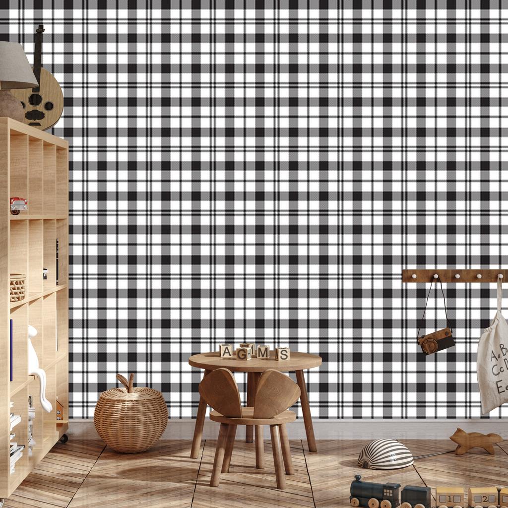 Black and white checkered wallpaper, gray and light gray, 50x1000