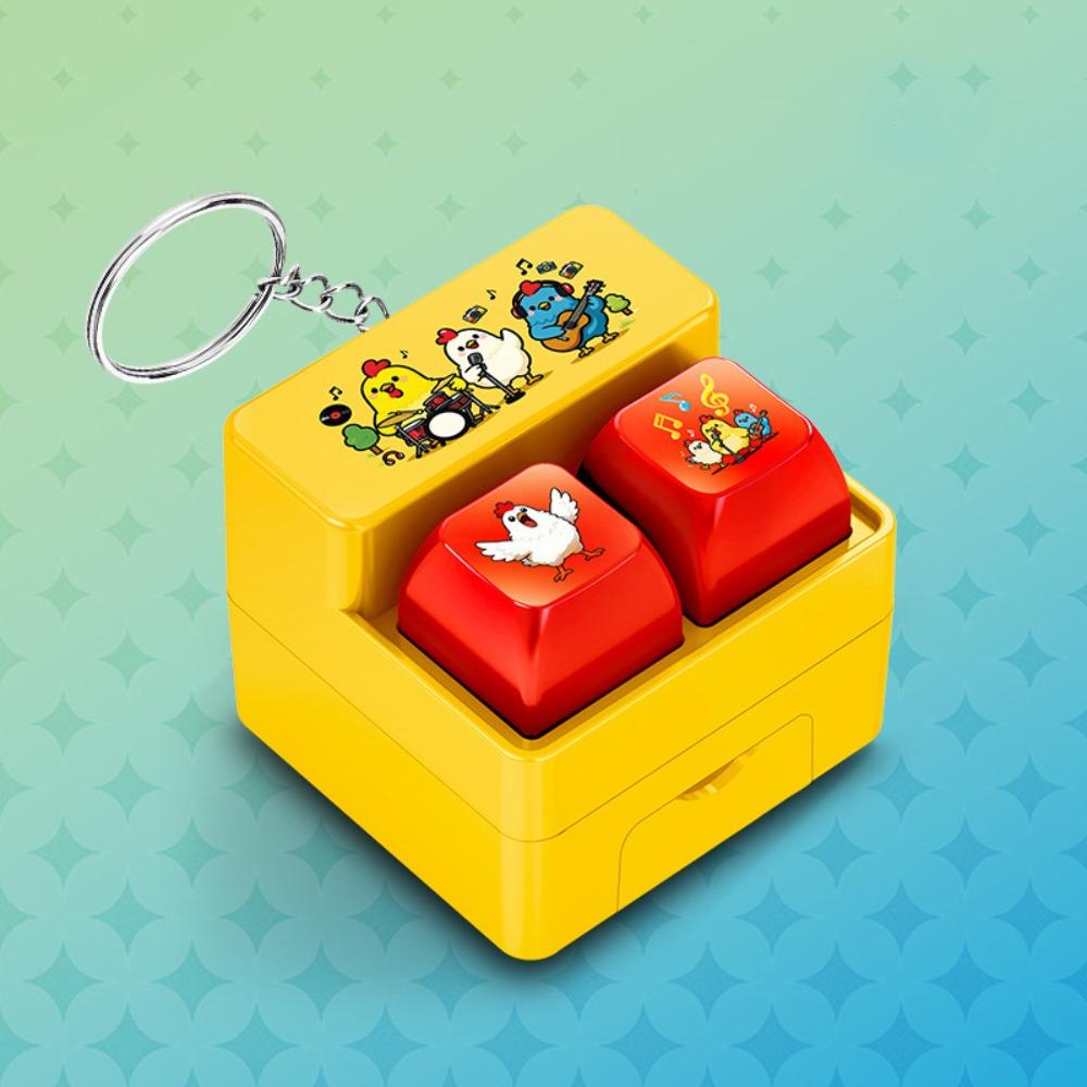 Fingertip Button Keyboard Games Keychain with LED Light Cartoon Voice-Activated Keychain Plastic Portable Interactive Keychain