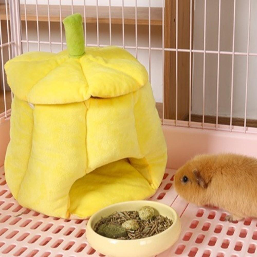 Windproof Hamster Pumpkin Nest Semi-Enclosed Small Pet Cotton Nest Hamster Sleeping Cave Winter