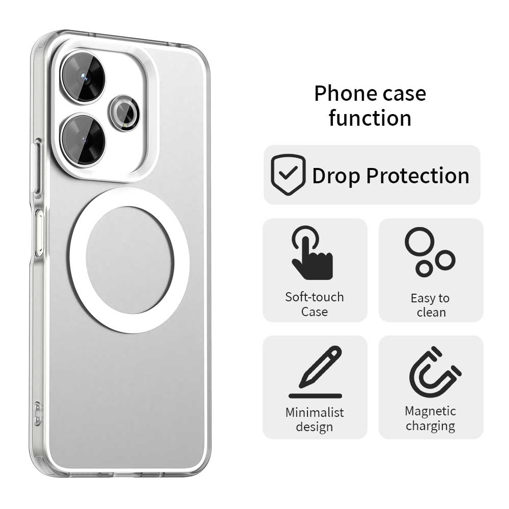 Для POCO M6 M6 Pro Тонкий Противоударный Ударопрочный Матовый Чехол для Телефона с Магнитным Креплением и Защитой от Отпечатков Пальцев