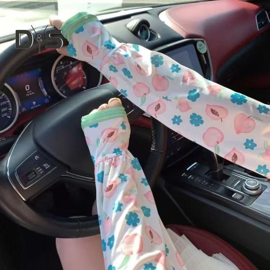 Солнцезащитные нарукавники для женщин Цветочные солнцезащитные нарукавники УФ-блокирующие охлаждающие нарукавники для бега на открытом воздухе для езды на велосипеде