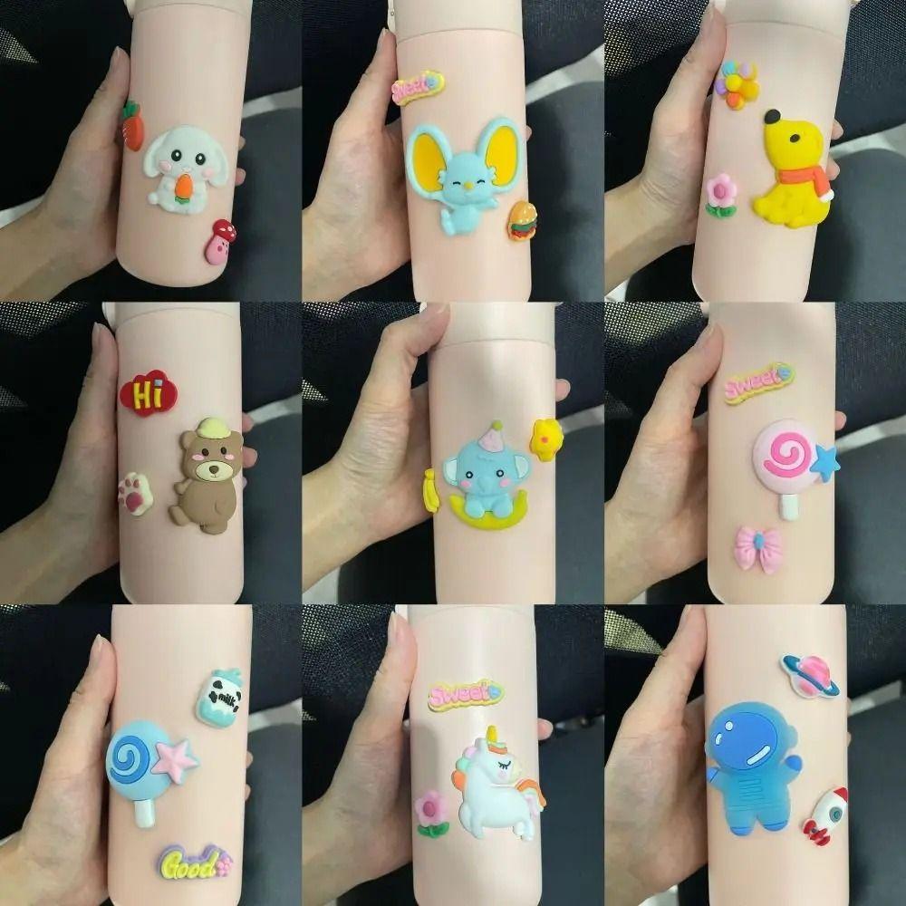 4Pcs/Pack Hard Resin Soft Rubber Water Cup Stickers  For Water Bottle/Phone Case/Refrigerator