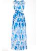V-Neck Chiffon Maxi Dress with Blue Floral Pattern S