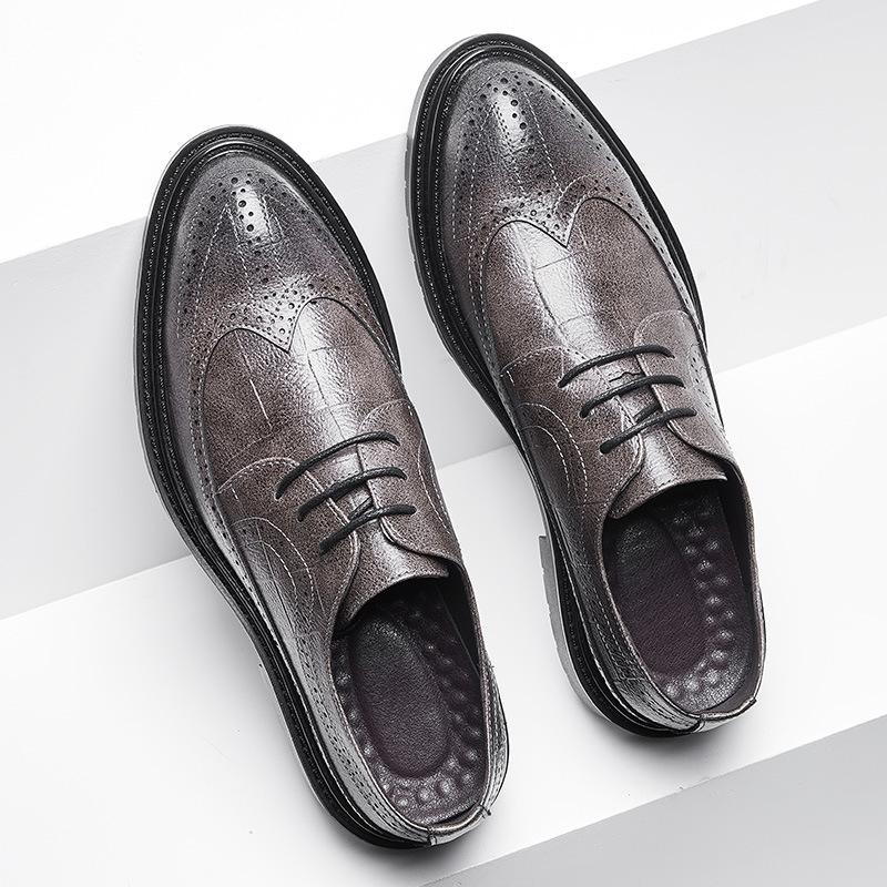 Весенние и летние мужские туфли Brock Carved, мужские деловые кожаные туфли с острым носком, на шнуровке, кожаные туфли 9701-X