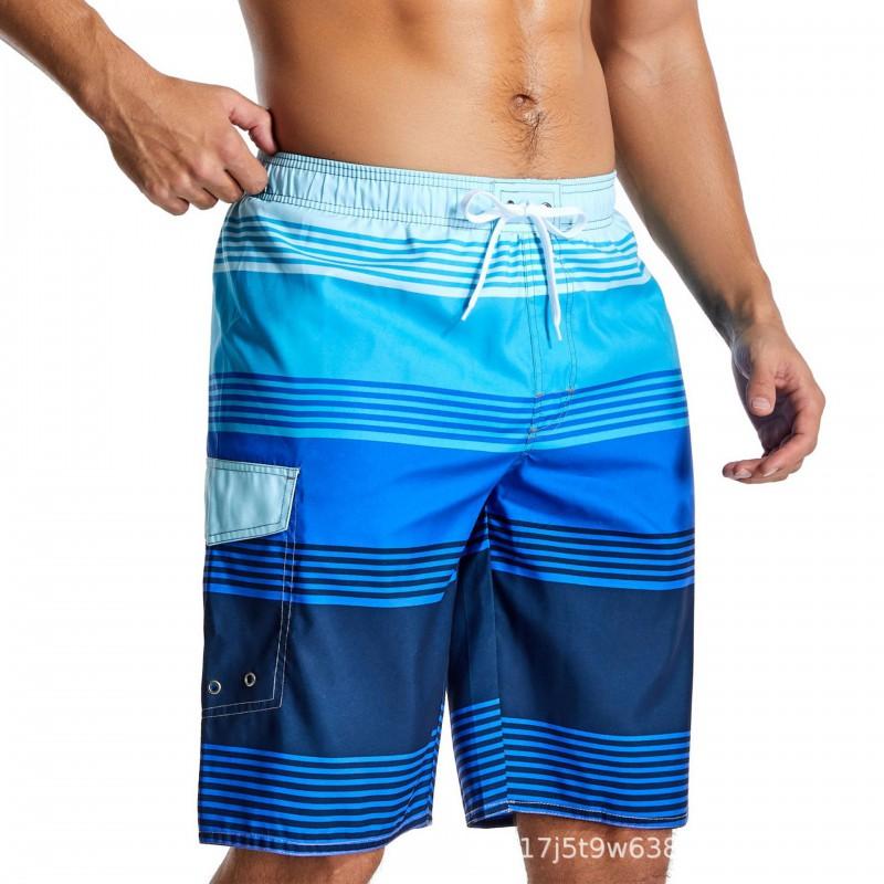 Mens Quick-Dry Striped Board Shorts Swim Trunks Lightweight Beach Pants Surfing Outdoor