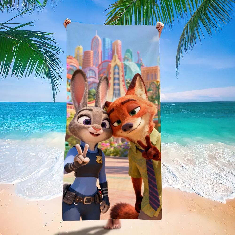 Zootopia Beach Towel Microfiber Bath Towel Kids Cartoon Week Judy Nick Quick Dry Towel