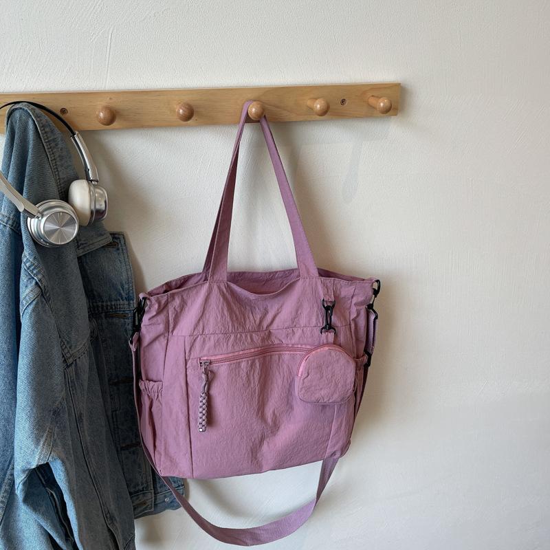 Lazy Wind Large Capacity Canvas Bag Women 2025 New Fashion Student Class Computer Bag Shoulder Portable Tote Bag