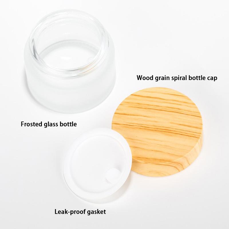 5G-100G Frost Glass Cream Bottle с деревянной крышкой портативная пустая бутылка для ухода за кожей гель сыворотка контейнер косметический дозатор инструмент