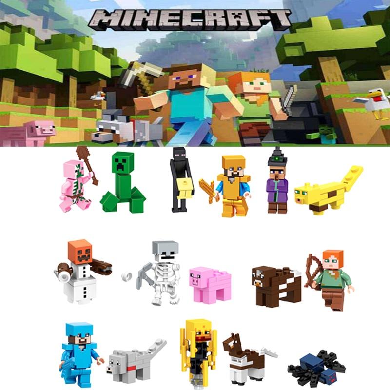 Набор из 16 строительных блоков на тему Minecraft для украшения торта и набор для создания фигурок своими руками