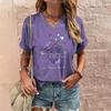 Women's T Shirt Fashion Butterfly Pattern Print Summer Short Sleeve Oversized Clothing Street Casual V Neck Female T-Shirt