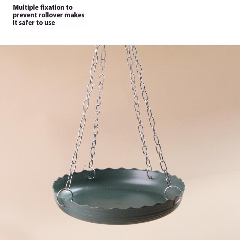 Hanging Bird Feeder Adjustable Chain Hanging Parrot Feeder Small Birds Food Tray For Patio Balcony Tree Outside Bird Supplies