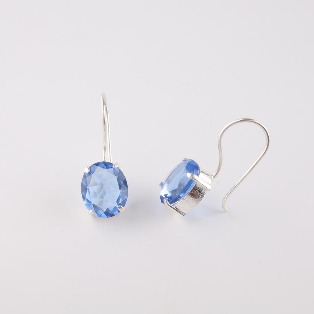 Натуральный камень Танзанит, серебро 925 пробы, серьги-подвески ручной работы 1,05" EE-173-10