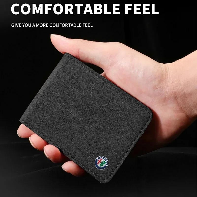 WFMJR1 Car Driver License Cover Suede Anti-Fur Car Driving Documents For Alfa Romeo Giulia Stelvio MiTo Giulietta Tonale ALFA 4C Disco