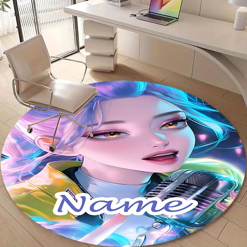 Personalized K-KPop Demon Hunters Round Chair Office Rug - Perfect for Mat, Office Chair & More - Ideal Gift for Birthdays and Holidays