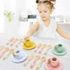 Wooden Kitchen Pretend Play Set Montessori Simulation Plates Dishes Accessories Kitchen Playset Toy for Toddlers Gifts Ages 3+
