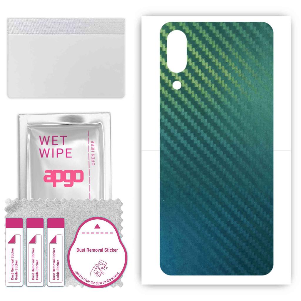 apgo Protective Skin Sticker for the back compatible with Sharp Basio Active, Wrap Film, Foil, Vinyl - Pattern Carbon Chameleon CAKA1