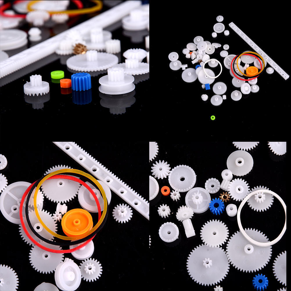 60 Pcs Plastic Gear Set Diy Rack Pulley Belt Worm Single Double Gears