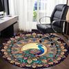 1PC Peacock Mandala Artwork Office Round Rug, Non slip, Soft and Durable Office Rug for Interior Decoration, Perfect for Office