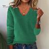 Женский свитер с V-образным вырезом, длинным рукавом, ребристой отделкой, пуловер, трикотажные топы, повседневный свободный нарядный свитер, повседневная одежда