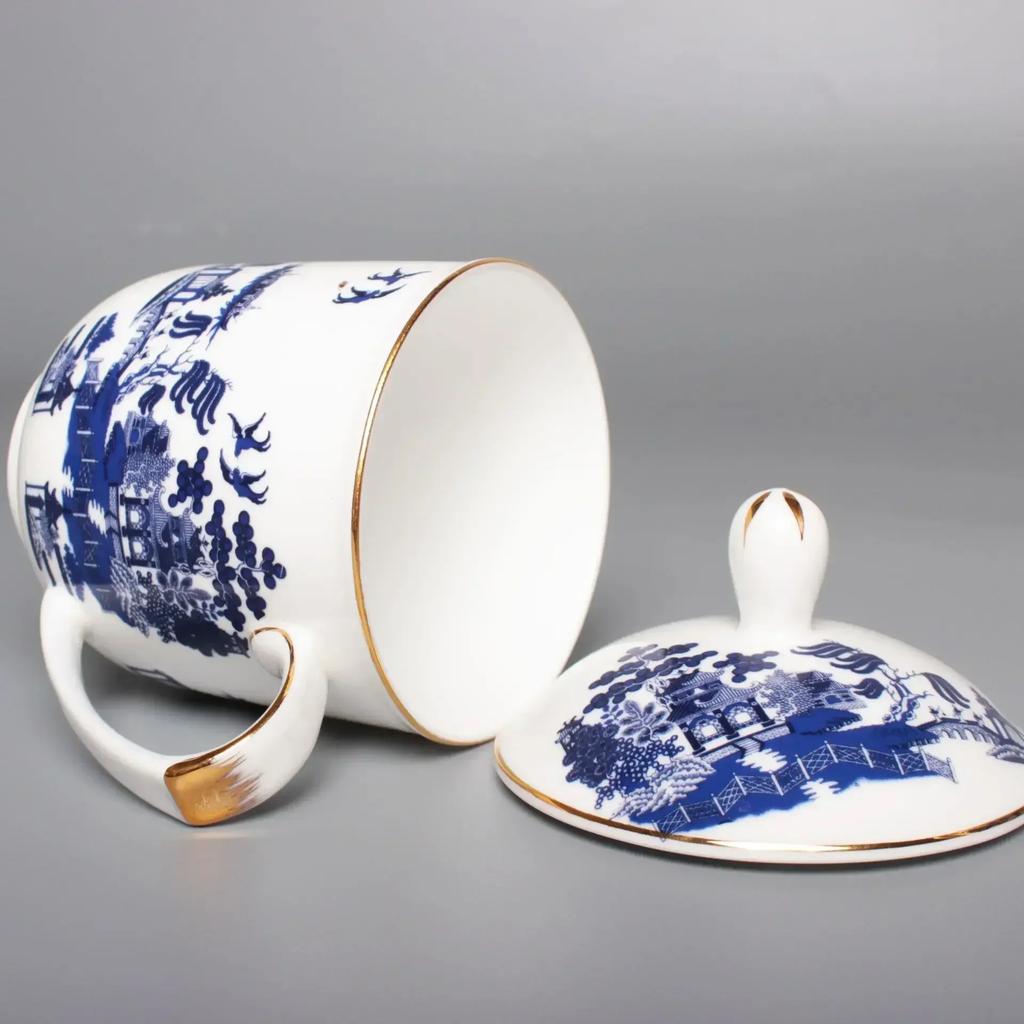 Новая чашка для конференций из костяного фарфора, керамическая чашка, чашка с пейзажной живописью, большая емкость, высокие чашки в китайском стиле