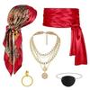 Костюм Капитана Пирата Пиратская Бандана Кушак Ожерелье Серьги Набор Аксессуаров для Пиратского Костюма Костюмы для Хэллоуина Косплей