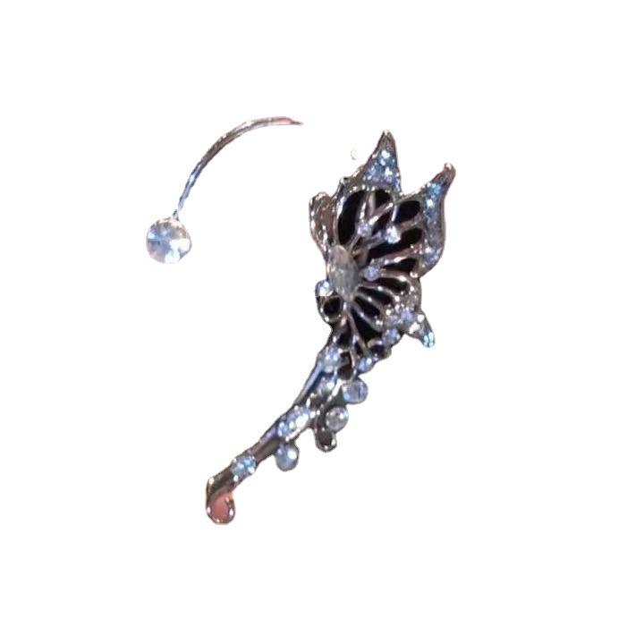 Циркон Ажурный Кафф для уха в виде бабочки: Элегантные украшения для ушей без прокола для женщин