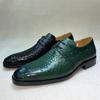 Fashion Classic Men's Business Oxford Shoes Green Genuine Cowhide Leather Formal Lace-Up High-Quality Shoes for Office And Wedding