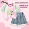 Disney Комплект из хлопковой футболки с коротким рукавом и джинсовых шорт для девочек