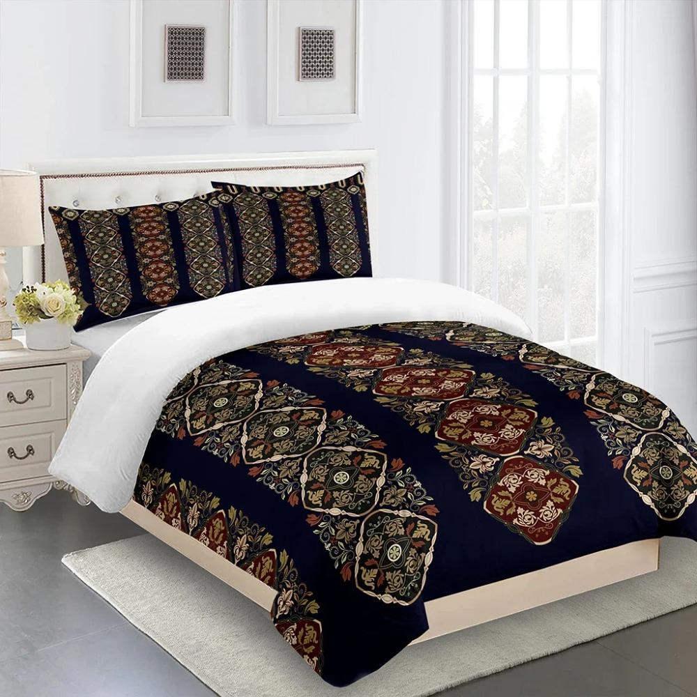 3D Делюкс Черно-Золотой Постельный Комплект в Эфиопском Стиле Три Предмета Односпальная Кровать Двуспальная Кровать Пододеяльник 2 Наволочки