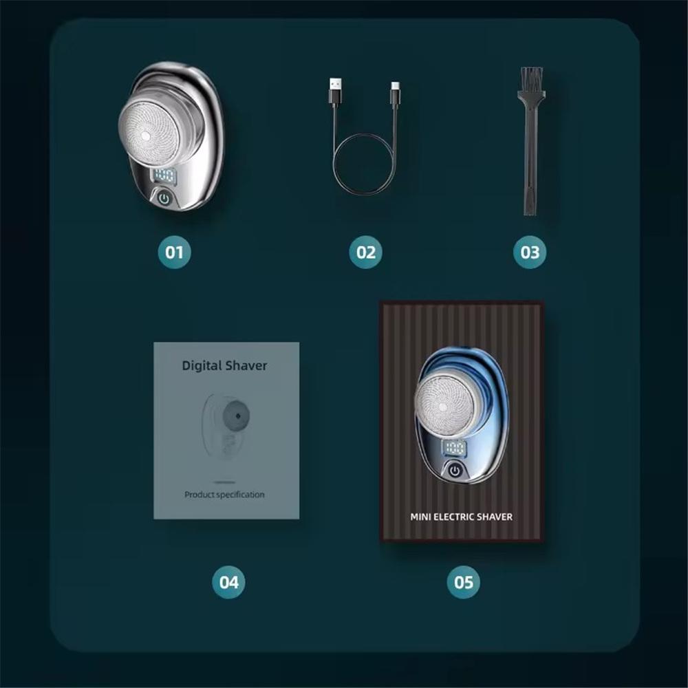 Мини-карманная электробритва Бритва, которую можно мыть в сухом и влажном режиме, быстрая зарядка, тип C, перезаряжаемый цифровой дисплей, портативная электробритва, зарядка 1 час