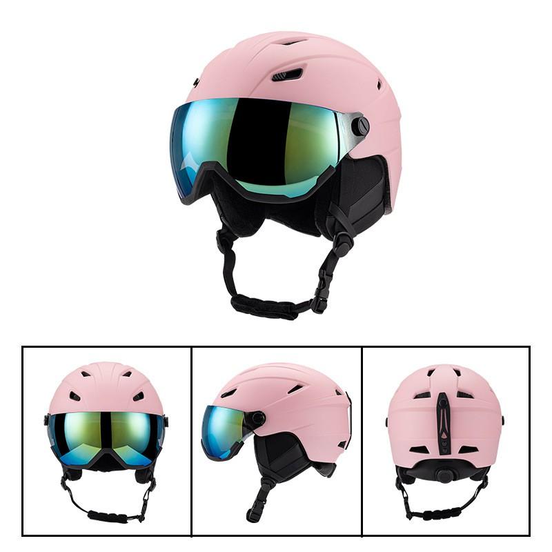 Ski Helmet With Goggles Men Women Winter Outdoor Sports Warm Shockproof Half