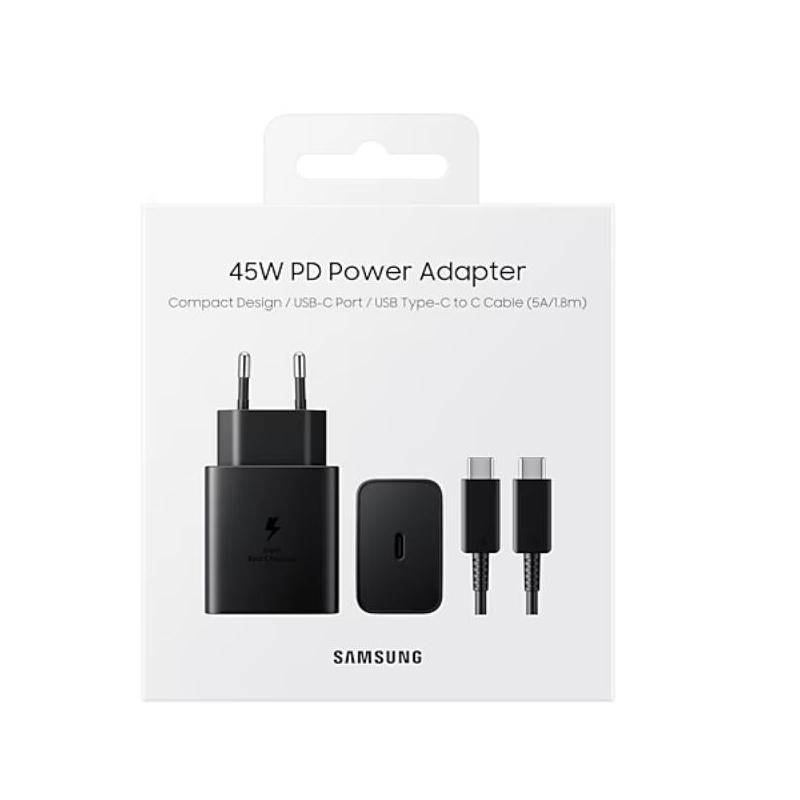 Samsung Адаптер питания PD 45 Вт с кабелем USB C 5 А, сверхбыстрое зарядное устройство для Samsung Galaxy S24 Ultra S24+ S24 Z Flip 6 Z Fold 6 5 4 3 2 S23 S22 A55