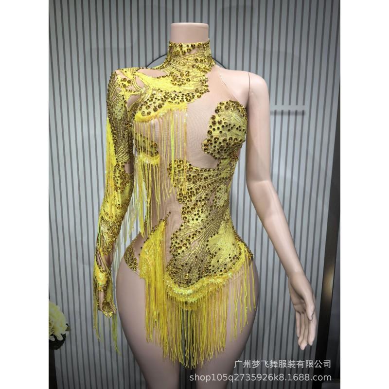 Sexy Tassel Jumpsuit Women Nightclub Dance Stage Performance Outfit Party Wear