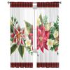 Christmas Poinsettia Watercolor Window Tulle Curtains For Living Room Kitchen Christmas Home Decor Sheer Voile Curtains
