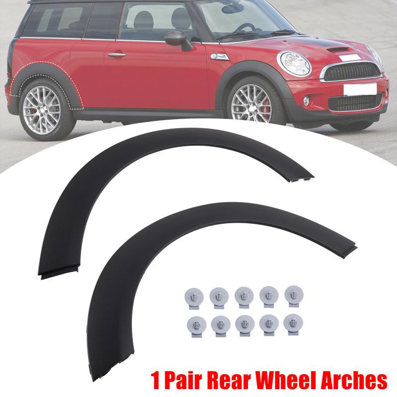 2Pcs Black Front Rear Wheel Arch Fender Flares For Mini Clubman R55 2007-2013 Car Wheel Eyebrow Protector Guard with Clips Trim Replacement Kit
