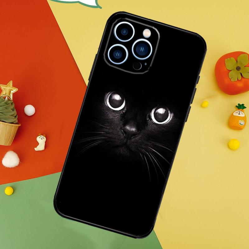Черный кот с пристальным взглядом Чехол для телефона Для iPhone 17 Pro Max 16 15 14 13 12 11 Pro Max Plus 12 13 Mini 16e 17 Air Чехол