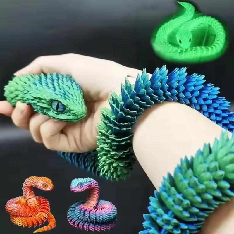 Напечатанная на 3D-принтере подвижная игрушка-непоседа в виде змеи, фигурка, имитация змеи, украшение для рабочего стола, рождественские подарки, поделки, миниатюры