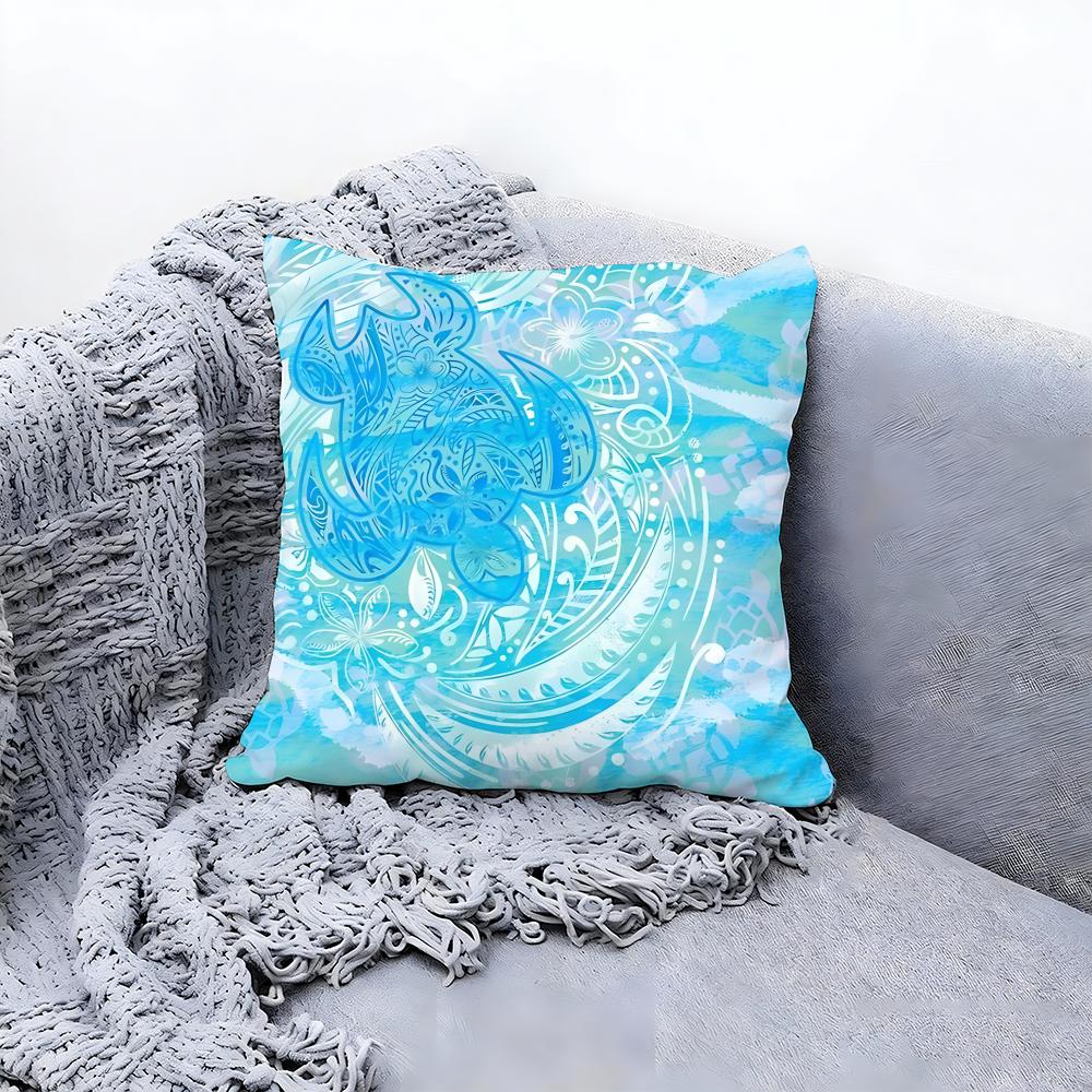 Calm Light Blue Ocean Ripple Print Cushion Cover Premium Reversible Pillow Cove in One Design for Any Room Car Interior