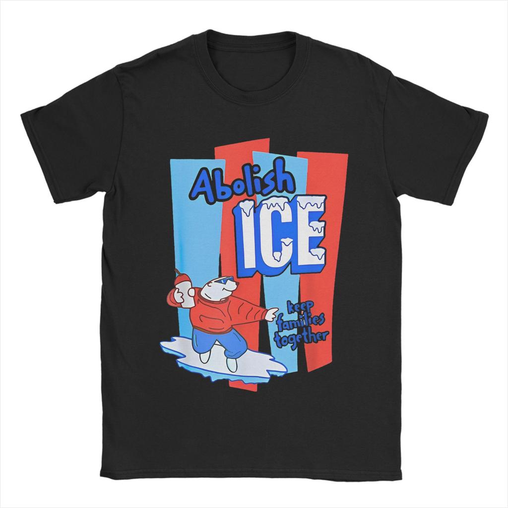 Abolish ICE Men T Shirt  Vintage Tees Short Sleeve Round Collar TShirt Pure Cotton 4XL 5XL Clothes