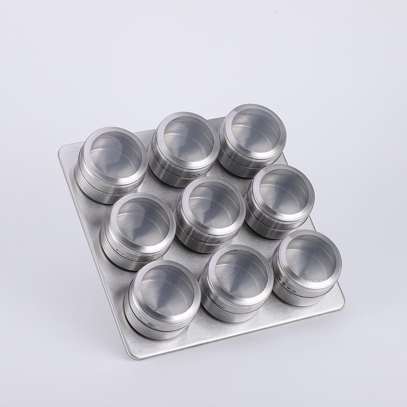 New Magnetic Wall-mounted Seasoning Box Stainless Steel Kitchen Good Seasoning Box Barbecue Sprinkler Octagonal Storage Box
