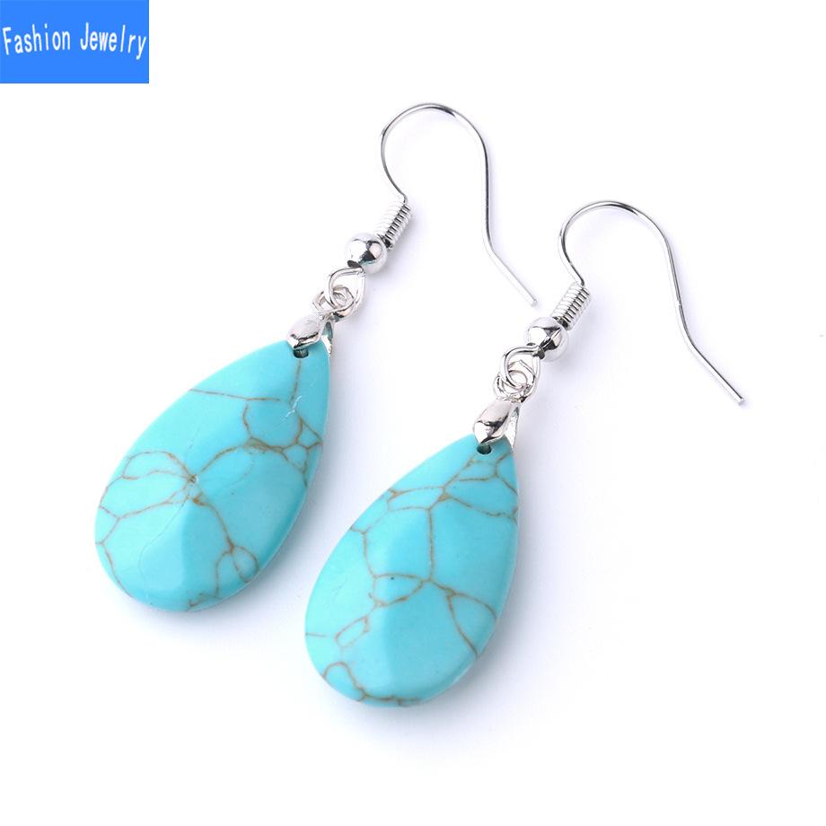 Natural Crystal Cut Jewelry Cut Angle Quartz Crystal Earrings Water Drop Shaped Semi Gem Diamond Cut Earrings