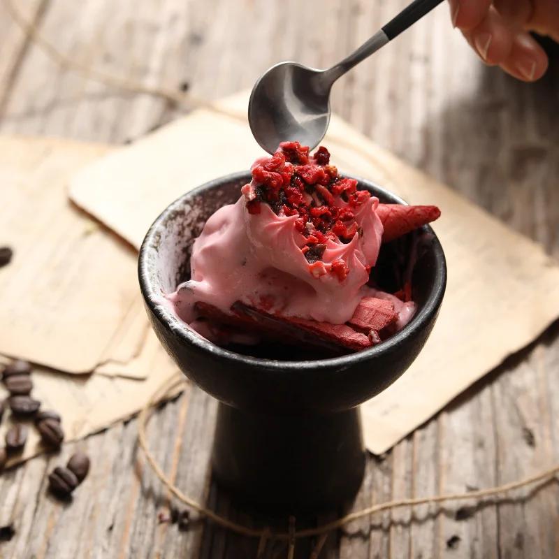 Высокая миска для закусок, японская керамическая миска для йогурта, десертная чашка для мороженого, керамическая ретро-тарелка для фруктов, посуда для ресторана