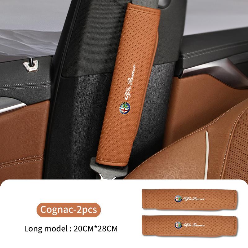 Car Seat Belt Shoulder Cover Leather Shoulder Protector Pad For Alfa Romeo 159 Giulietta 156 147 Giulia Mito GT Stelvio Spider ert853