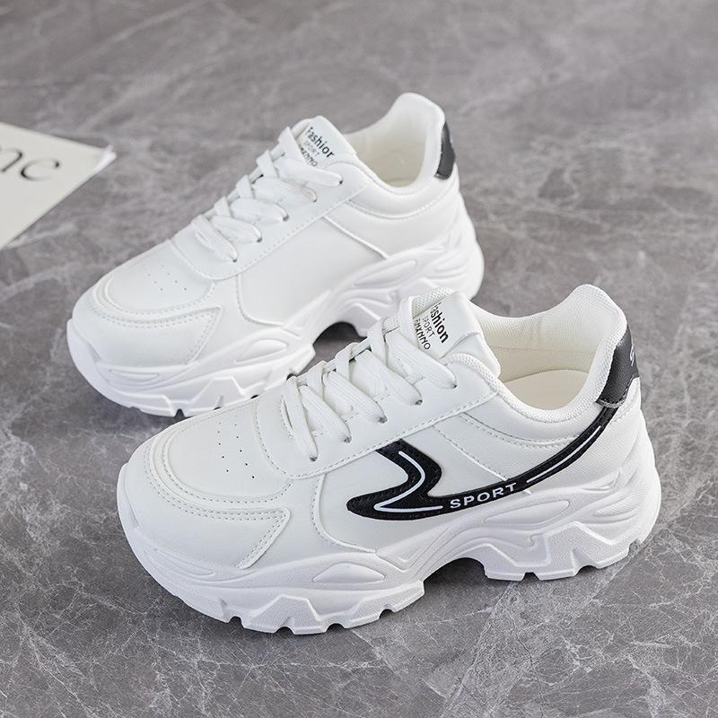 Platform Women's Shoes 2025 Spring and Autumn New Korean Version of Dad Shoes Round Head Lace-up Small High-heeled Mesh Women's Shoes