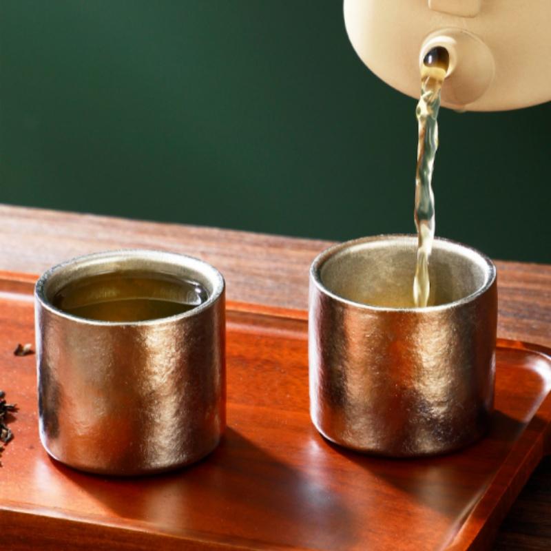 100ml Pure Titanium Double-Wall Mini Coffee Mug Outdoor Water Cups Silver-Gray Drinking Office Tea Mug Luxury-Feel Coffee Cup