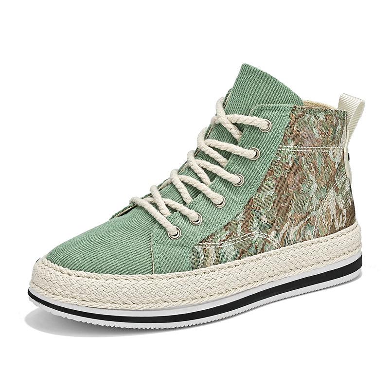 Мода 2024 года, осень, горячая повседневная обувь с толстой подошвой, модные уличные туфли с высоким верхом, дышащая парусиновая обувь, нескользящие кроссовки для мужчин