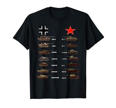 Танки Немецкий Советский Тигр I Тигр II ИС-3 Т-34 Футболка Мужская Хлопковая Футболки Харадзюку Уличная Одежда